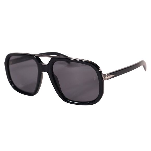 David Beckham Mens Modern Aviator Polarized Sunglasses-Black/Dark Ruthenium-NWT - Picture 2 of 9